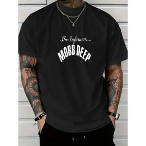 1 Men's Casual Sports T-Shirt - Geometric Airplane Pattern Breathable Polyester Knit Crew Neck Summer Top, Fitness and Daily Wear - Machine Washable, Bold Text Design, Comfortable Knit Style