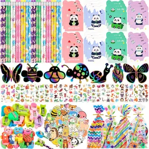 28 Set Kids Stationery Party Favor Kit, Birthday Goodie Bag Fillers with Multicolor Pens & Mini Notebooks, Classroom Student Return Gifts, Teacher Class Prizes Rewards Back to School Stationery Supplies