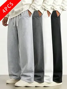 summervibes 4-Pack Men’s Knit Casual Athletic Pants, Loose Straight Sweatpants, Versatile for Spring/Summer/Fall