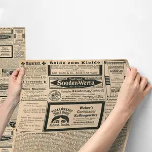 Newspaper Pattern Wallpaper, Self-adhesive Wall Sticker, Waterproof Wall Decal, Removable Wall Paper for Home Living Room Bedroom Kitchen