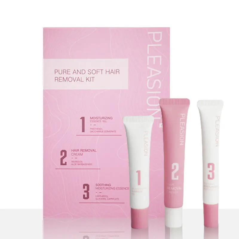 PLEASION Facial Hair Removal Cream with Urea & Licorice Extract, Painless Depilatory for Sensitive Skin, Soothing Body Care for Women & Adults, Cream-Gel, Glycyrrhiza Glabra (Licorice)Root Extract, Water, Chamomilla Recutita(Matricaria) Flower Extract