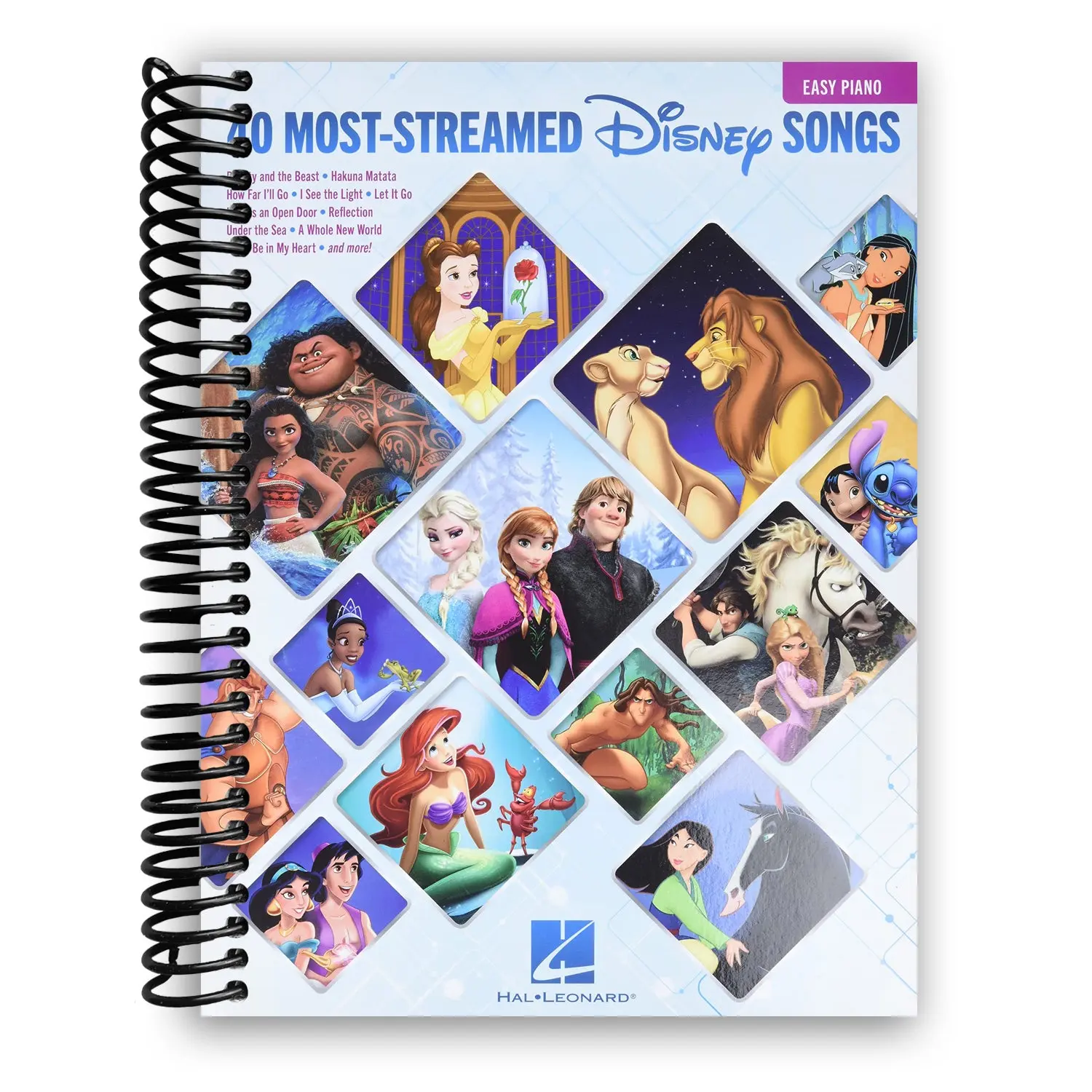 Easy Piano Songbook - 40 Most-Streamed Disney Songs (Spiral Bound, Includes Love Is an Open Door, Let It Go, Under the Sea, A Whole New World, You'll Be in My Heart), Beginning Pianists