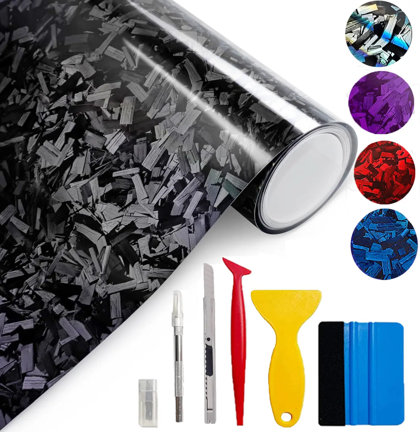Forged Carbon Fiber Vinyl Wrap, High Gloss Car Wrap Vinyl Roll, Auto DIY Decal Film Sheet with Air Release Technology, Self-Adhesive Car Wrapping 1ft x 5ft #fathersdaygift