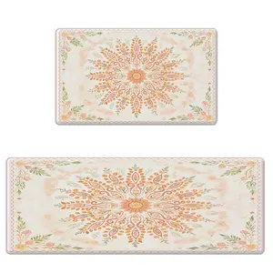 Kitchen Rug Mats for Floor Cushioned Anti Fatigue Floral Kitchen Rugs Sets of 2 Farmhouse Wildflowers Non Slip Waterproof Comfort Memory Foam Standing Floor Mat for Office Laundry Sink Desk