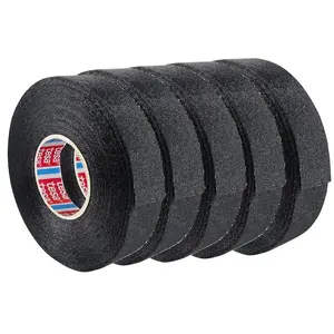 tesa 51608 Wire Harness Tape, 0.75in x 27yd (5 Pack), Automotive Cloth Electrical, Heat Resistant Shrink Tape, High Temp Wire Loom Tapes for Wrapping, Protection and Insulation