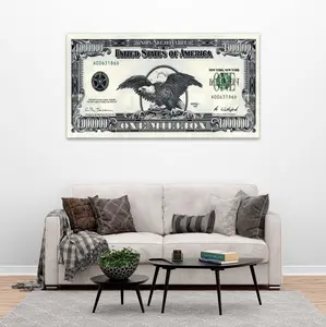 One Million Dollar Bill Poster,Currency Large Money,100 Dollars Print,Wall Decor, Gift Idea, Office Wall Decor,Extra Large Wall Art