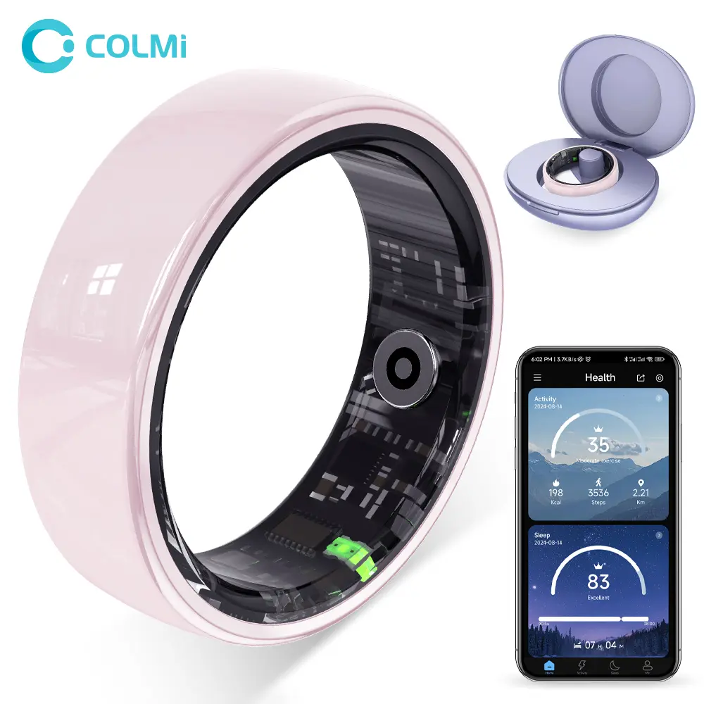 COLMI Ring 2 Ceramic Pink Gold Smart Ring – Body Temperature, Heart Rate, Sleep Tracker with IP68 Waterproof – Must Confirm Finger Size Before Order,back to school,back to school haul