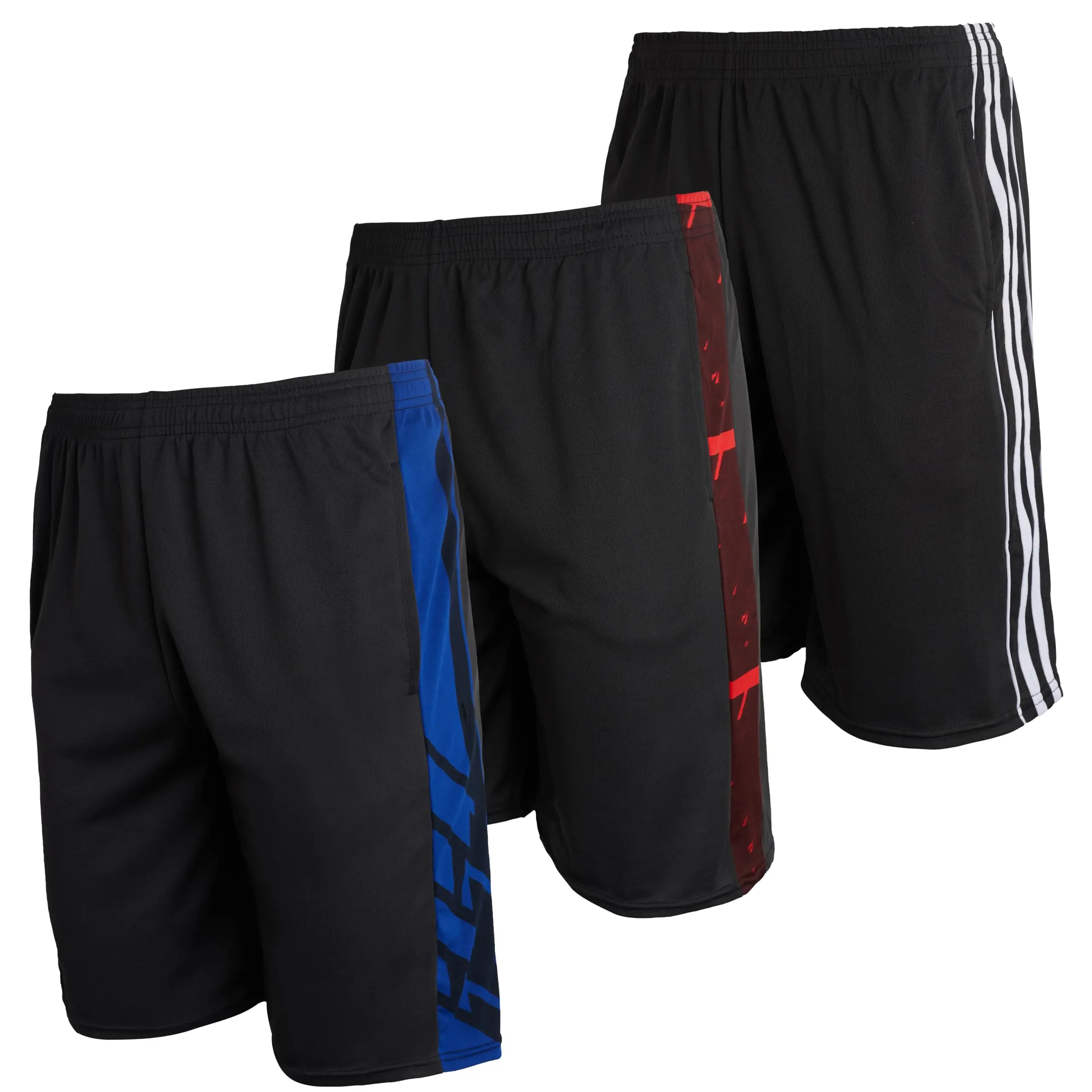 Real Essentials 3-Pack Male Athletic Wear Shorts, Men's Mesh Performance Gym Shorts with Pockets (S-3X)