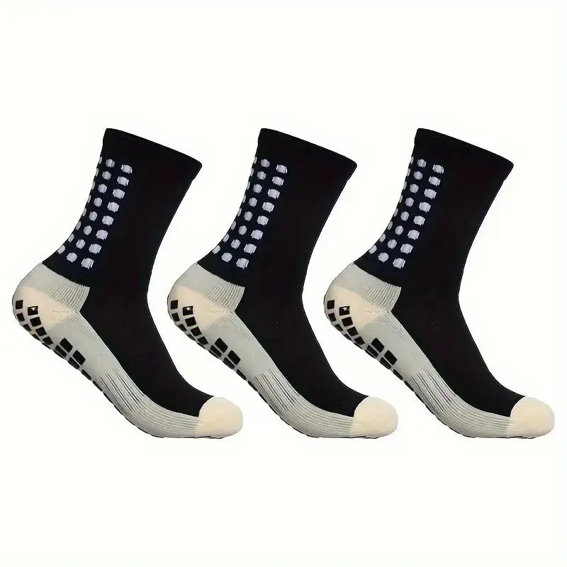 Lpxpass Unisex Adults' All-Seasons Athletic Socks - Cushioned, Breathable, Non-Slip Silicone Soles for Soccer, Fitness Training (3, 6, or 10 Pairs)