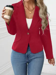 Women's High-End Solid Color Blazer Jacket, Stylish Ladies' Suit Outerwear, Perfect for Formal and Casual Occasions