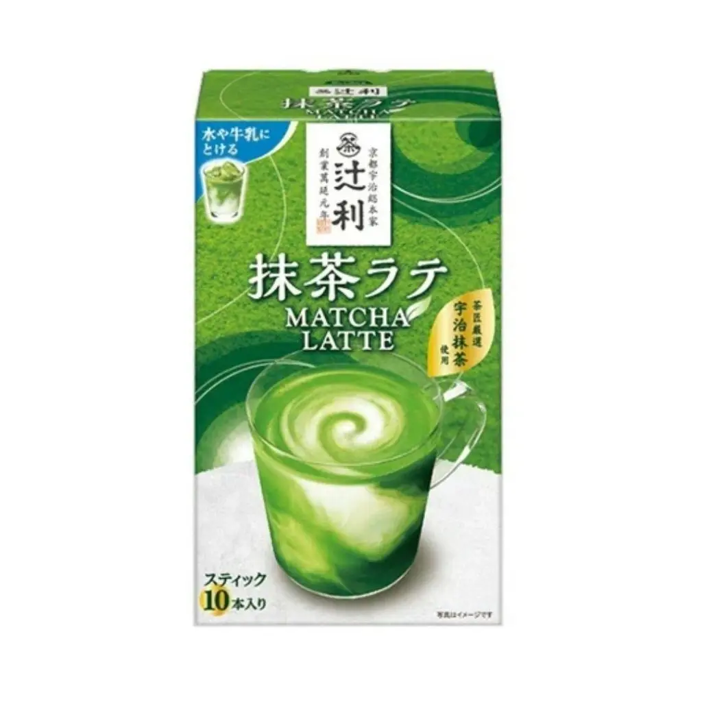 Kataoka Bussan Tsujiri Creamy Matcha Tea Latte Beverage - Milk-Based, Whey Protein-Infused, Creamy Texture, for Adults, Ambient, 13g per Sachet, 10-Pack