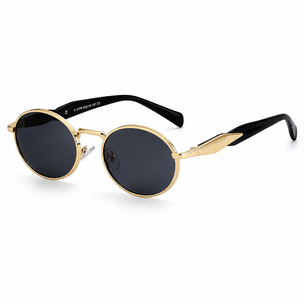 Retro Round Sunglasses for Women Men, Gold Metal Frame Dark Lens Shades, Vintage Y2K Fashion Eyewear for Streetwear Travel Parties and Everyday Style