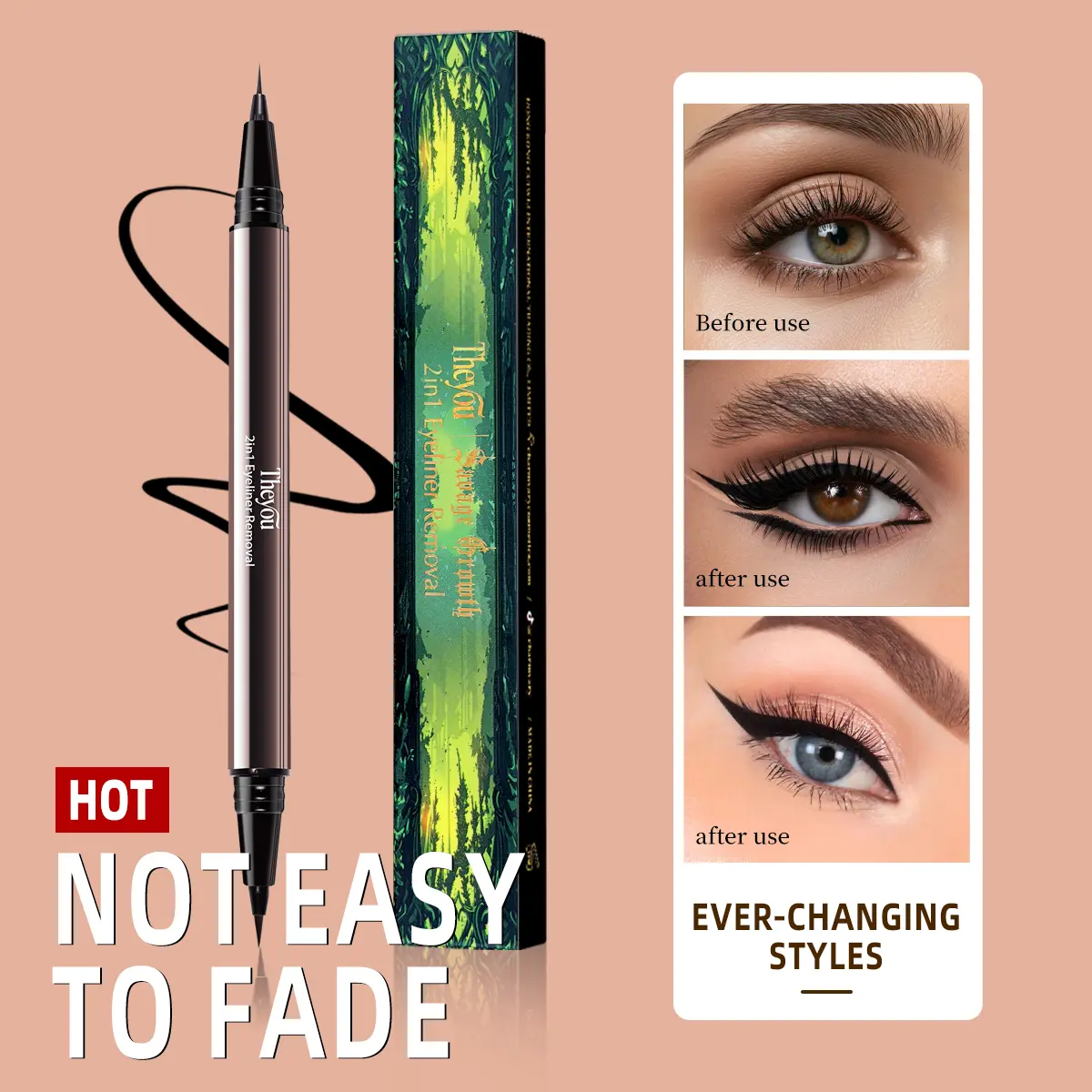 【The you】24H Smudge-Proof Liquid Eyeliner | Dual-Ended, Waterproof & Creamy Smooth | Vegan Makeup