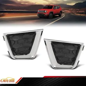 Pair Front Bumper Fog Light Bezel Cover Chrome Trim Fit For Jeep Renegade 19-23
