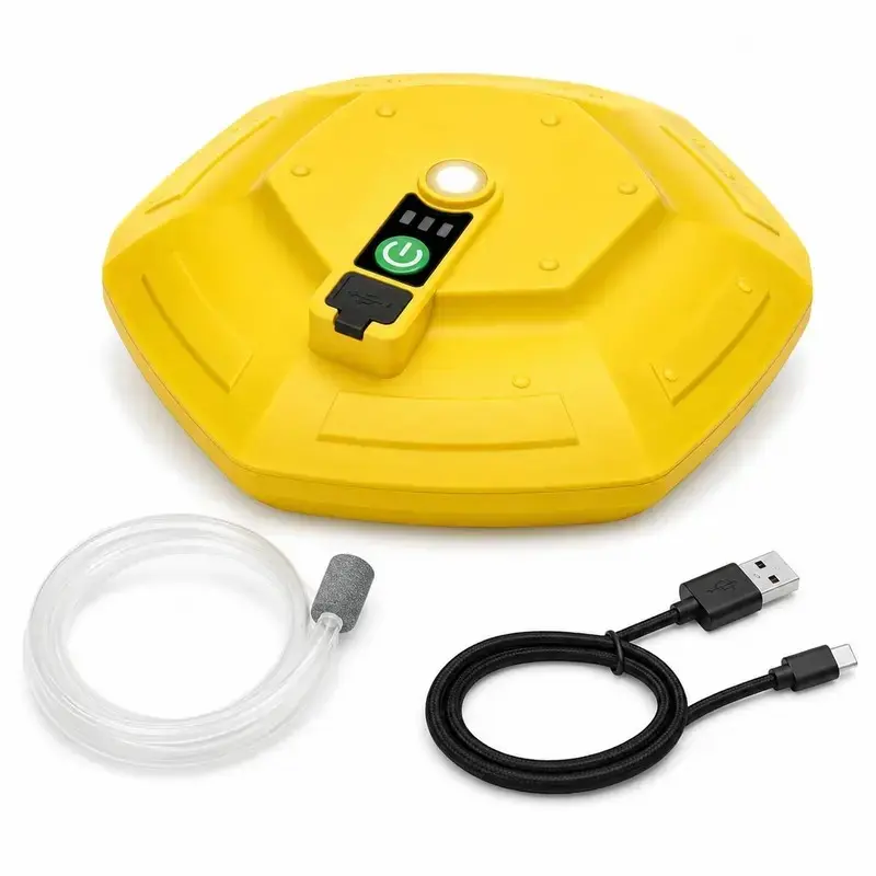 Floating Live Bait Aerator, IPX7 Waterproof Rechargeable Fish Air Pump with 2000mAh Battery, Up to 14H Runtime, Adjustable Airflow, Type-C Charging for Bait Buckets, Aquariums & Fish Transport