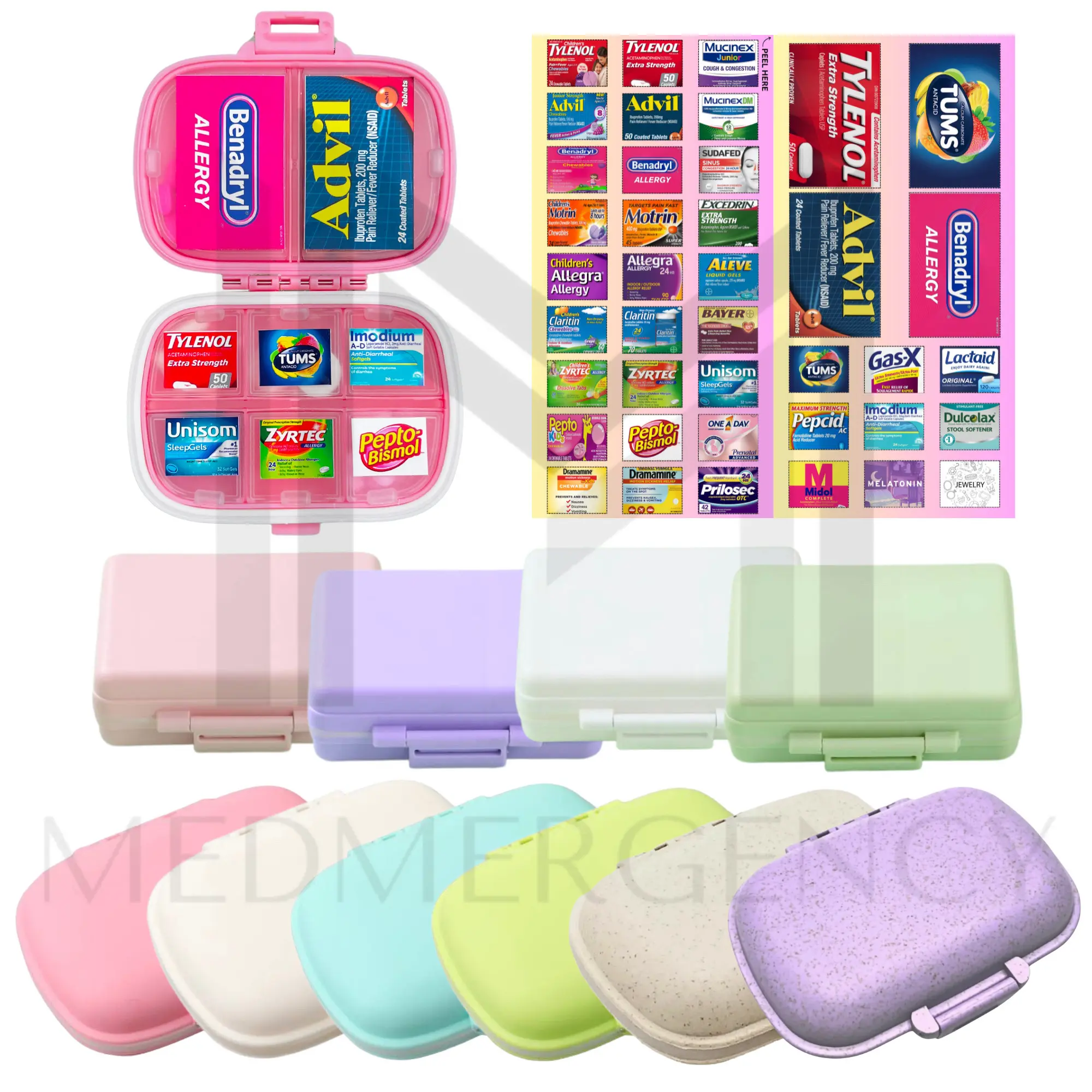 [Bundle Available] Medicine Label Sticker for Travel Pill Organizer | Pill Organizer Sticker Sheets | Storage Box | Mini Container Case Healthcare Aid ''