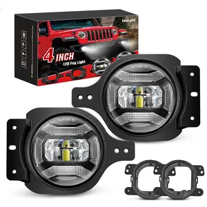 Nilight 4 Inch LED Fog Lights for 2018 2019 2020 2021 2022 2023 Jeep Wrangler JL JLU Gladiator JT Sport Sahara Rubicon MOAB Round 4Inch Front Bumper Foglights with 2 Mounting Brackets