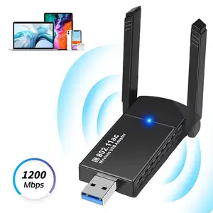 Wireless WiFi Adapter for Desktop PC Laptop, AC1300Mbps USB 3.0 Wireless Usb Adapter with Dual Antennas, 2.4GHz/5GHz Dual Band for Laptop Computer Compatible Windows11/10/7 Wireless Network Adapter For Pc