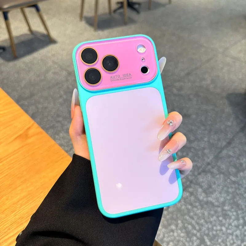 Dopamine Color Block TPU+PC Phone Case for iPhone 17/16/15/14/13 Pro Max - Soft Touch, Minimal Aesthetic, Shockproof, Non-Slip Strapless Protector Casing, Cute Phone Accessories