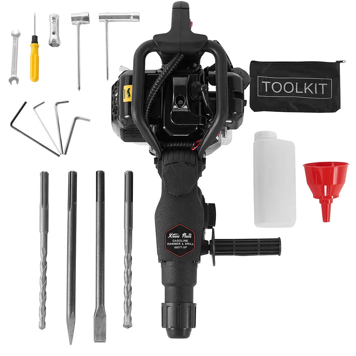 XtremepowerUS 2-in-1 Gas Demolition Tool, Power Tool with Point Chisel and Flat Chisel for Drilling Tasks, Power Tools