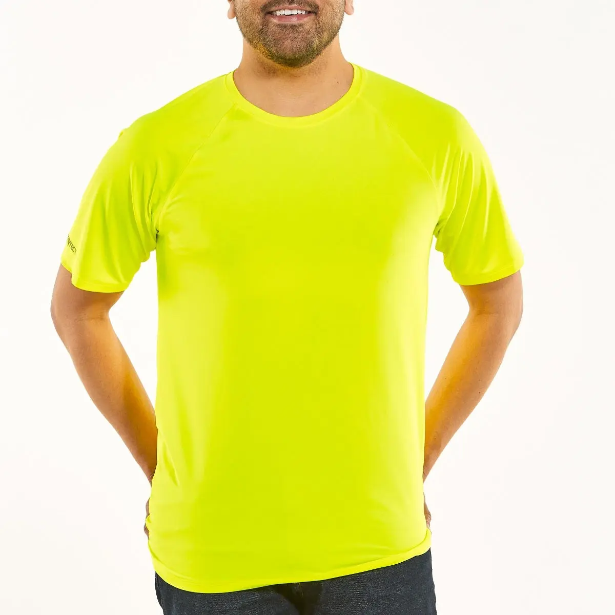 Bosun Menswear Crew Neck Short-Sleeve Top - Unisex, Safety Yellow, Spandex Activewear with Stretch Fabric