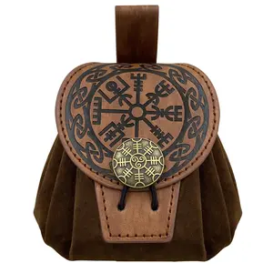 European Medieval Round Outdoor Bag Circle Crossbody Viking Style Medieval European Aesthetic Vintage Cosplay Prop, Suitable for Daily Storage and Holiday Vintage Crossbody Bag