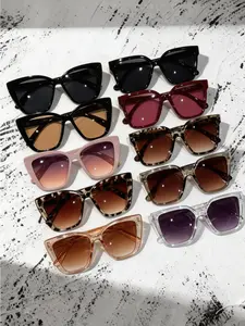 Elegant Women's Large Frame Thick Edge Trendy Square Sunglasses, High Quality Sunglasses, Perfect for Daily Outing and Vacation, Ideal Gift Choice, Set of 10 Pairs