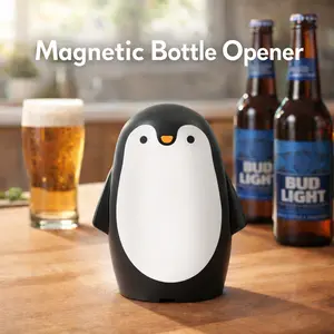 Cute Penguin Magnetic Bottle Opener, One-Handed Beer Cap Opener with Strong Magnet, Fun Desktop Decoration, Easy to Use Bar Tool for Home, Kitchen, Party, Gifts for Beer Lovers, BBQs, and Outdoor Events