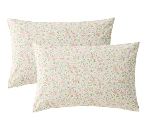 Laura Ashley Norella Pink/Green Cotton King Pillowcase Set