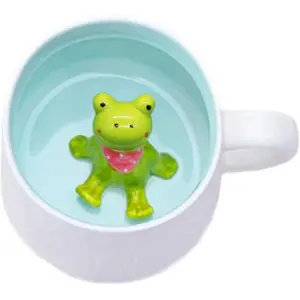 Frog Inside Coffee Mug Porcelain Figurine Mug  Ceramic Mugs - 13 OZ