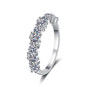 0.9 Ct. Half Eternity Band Moissanite Ring Wedding Female Daily Engagement Anniversary