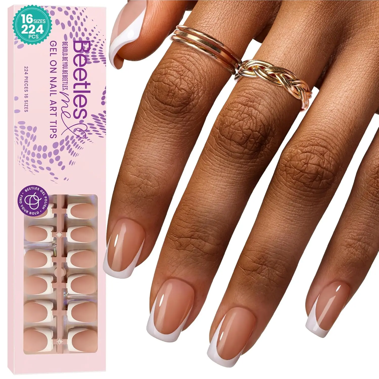 Short Squoval【Brown】16Sizes 224Pcs 