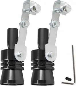 Universal Black Universal Turbo Sound Whistle Muffler Pipe Sounder Simulator Tailpipe Noise Sound Enhancer Compatible with Motorcycle, Truck, Cars, Dirt Bike and Scooter(XL 2 Pack)