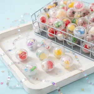 Mini Clear Plastic Gacha with Cute Figure - Gachapon Machine Capsule Bulk Party Gift - Perfect for Sharing, Entertaining and Educational Games - Gift for Halloween, Christmas and Easter Celebrations