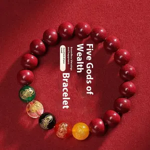 Wealth Guardian Cinnabar Bracelet Pi Yao 5 Path Fortune God Energy for Abundance Protection Birth Year Lucky Jewelry Christmas Birthday Valentine's Day Gifts