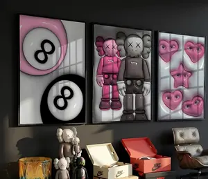 Set of 3 HypeBeast Room Decor Cool Wall Art Set, 3D KAWS Wall Art Bundle, HypeBeast Wall Art, Trendy Wall Art, 3D Wall Deco