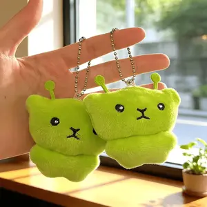 1 Pcs Green Alien Cat Plush Keychains Mini Galaxy Style Furry Pendant for Couples Cute Cartoon Handbag Backpacks Key Chain Decor Gifts