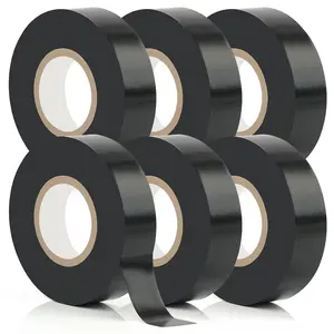 6 Pack Black Electrical Tape, 66 Ft Waterproof Electric Tape Black High Temperature for Repairs, Adhesive, Insulating Electrical Tape for Home Outdoor, Electrical Tools and Accessories