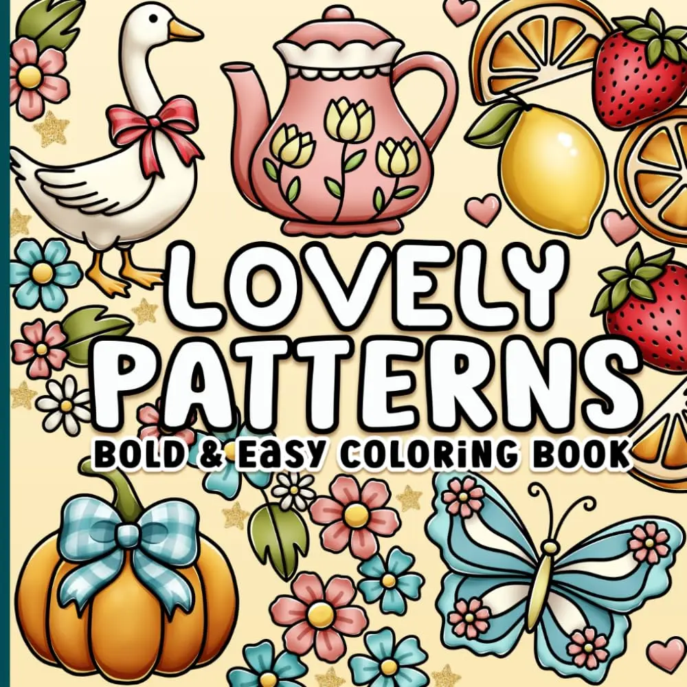 Bold Easy-Pattern Coloring Book - 8.5x0.25x8.5in, 9.8oz - Unisex Relaxation Stress Relief for Seniors & Women, Ideal Art Resource, Cozy Designs Children's Literature & Art Book Gift Idea