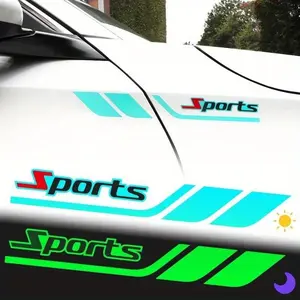 2pcs Car Fender Decorative Stickers illuminated Letters Sport Side Body Stickers Universal 30*4cm Car Exterior Protection Accessories Vehicle Decoration
