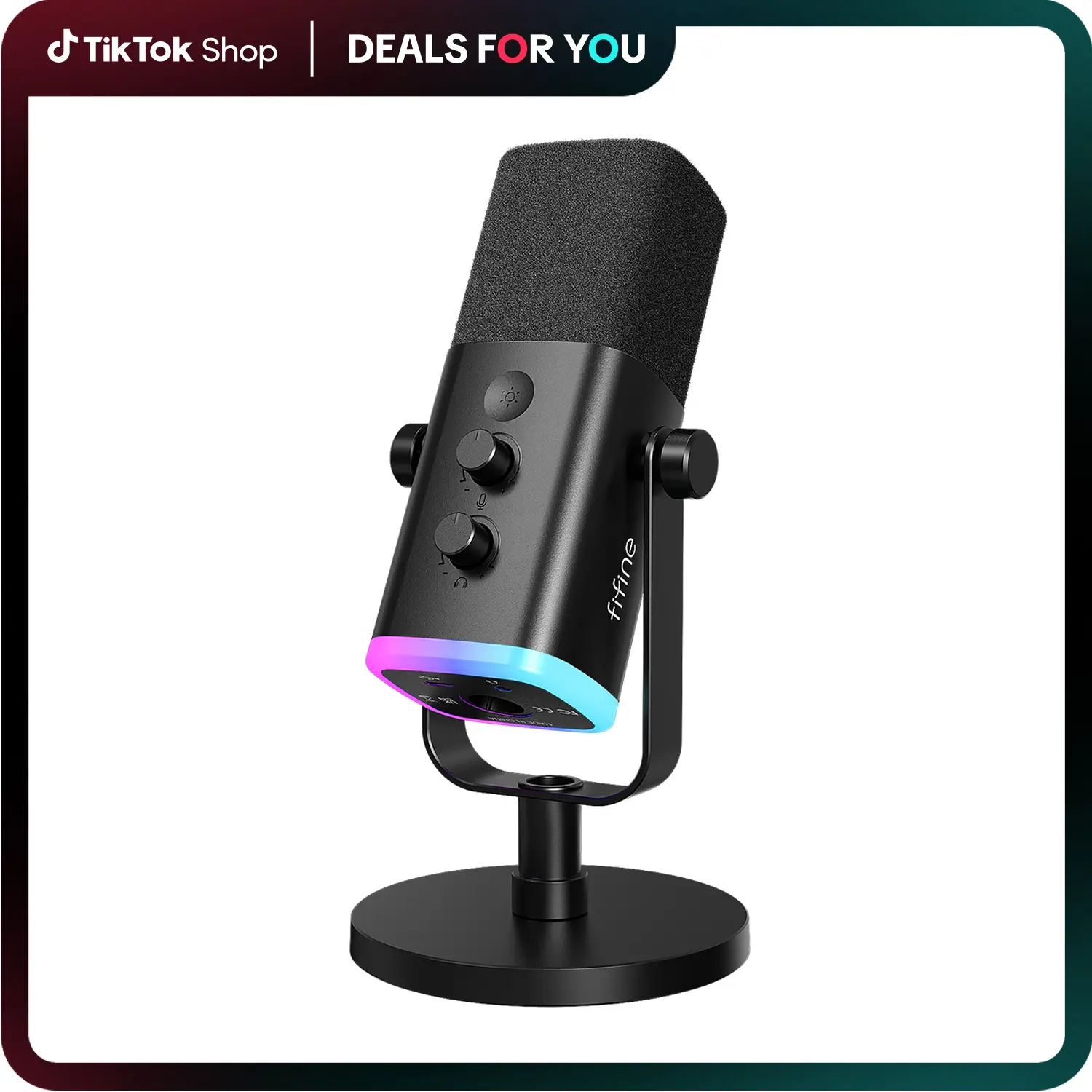 fifine AM8 XLR/USB Gaming Microphone for Podcast Recording, Dynamic RGB Mic with Quick Mute, headphone jack, Gain Knob, Volume Control, Desktop Mic for PC Gamer, XLR mic for audio interface mixer, for USB-C Smartphone