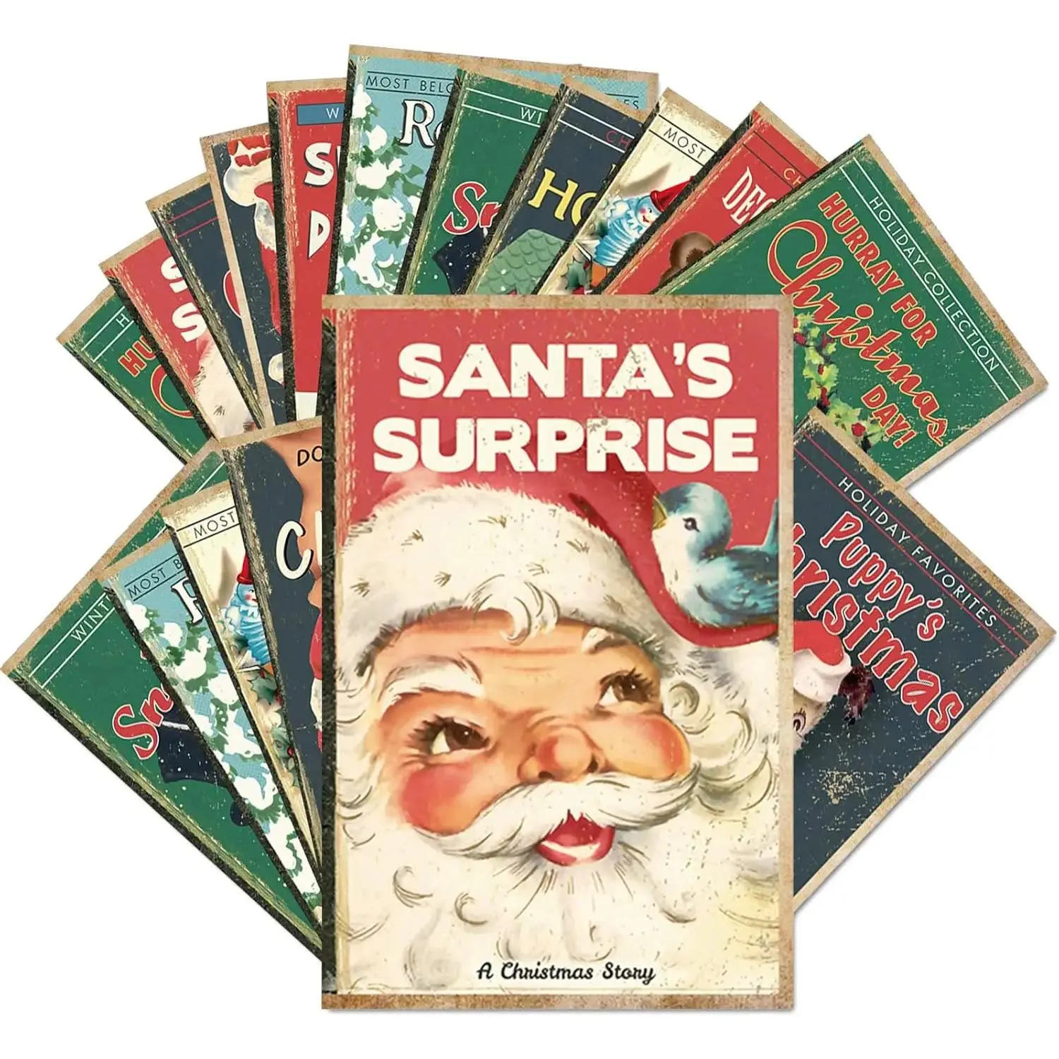 Christmas Book 40 Pack Retro Christmas Greeting Cards Vintage Xmas Cards with Envelopes Stickers Santa Claus Snowman Blank Note Cards for All Occasions New Year Gift Giving 10 Design 4 x 6 Inch