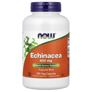 NOW Foods Echinacea, 250 Veg Capsules (400 mg per Capsule)