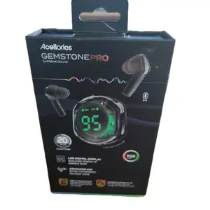 Acellories GemstonePro Headphones with LED Digital Display 20 Hours Playing Time & Advanced Mic Technology Multifunctional Earbuds