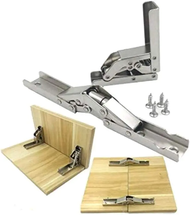 180 Degree Hydraulic Folding Hinge, Frameless Cabinet Door Concealed Hinge, Furniture Hardware Folding Table Hinge for DIY Home Improvement (2 Pcs)