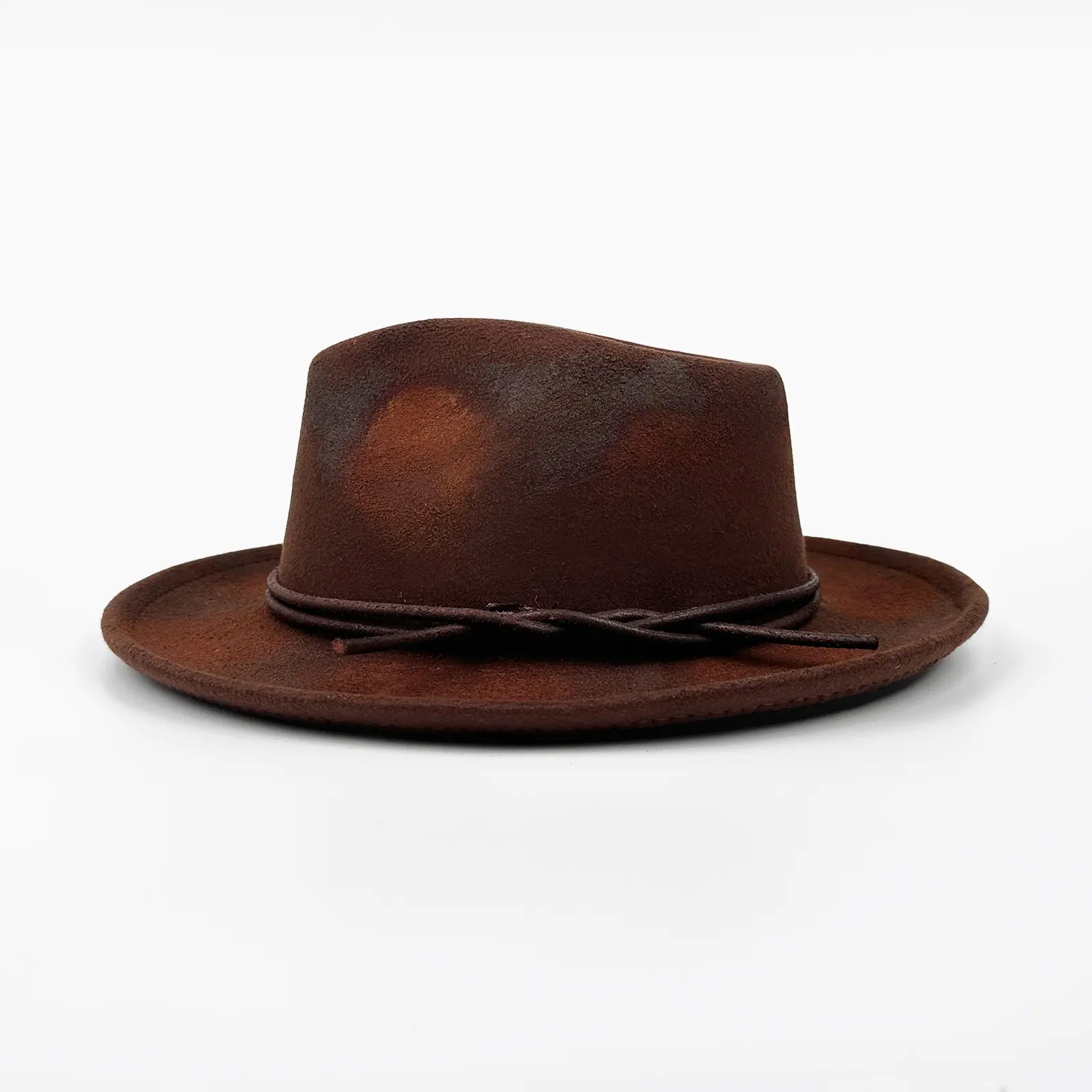 OIDEA Wide Brim Fedora Casual High Quality Hat for Men, Distressed Flat Brim Classic Western Style Hat with Crown Leather Rope Band, Cowgirl Fashion Outdoor Accessory, Casual Hat, Cowboy
