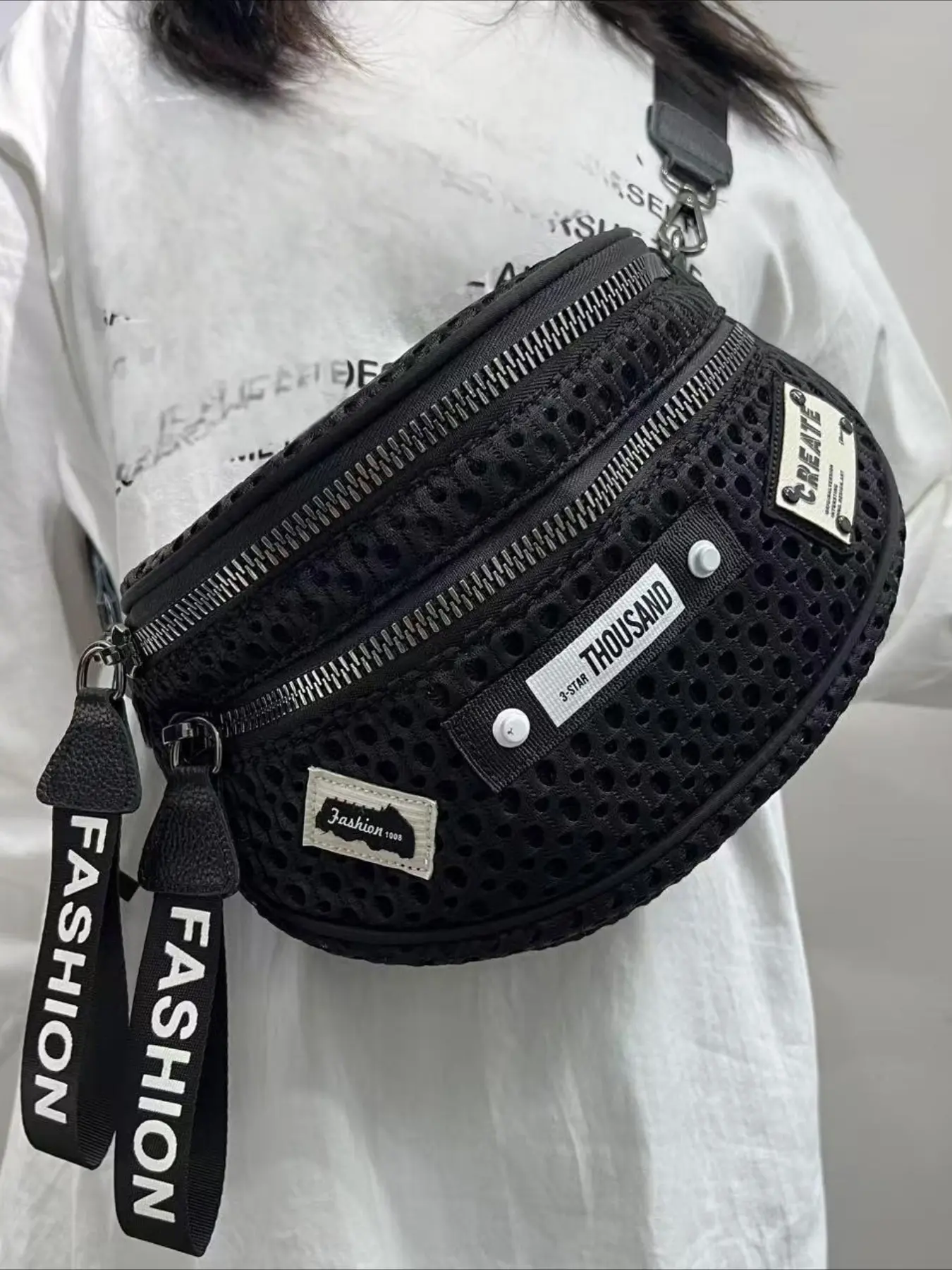 Ladies' mesh lightweight chest bag, multi pocket casual sports running crossbody bag, leisure vacation handbag, Zipper Fanny Pack, Zipper Bum Bag, essential running sports bags, Crossbody Belt Bag, Bumbag