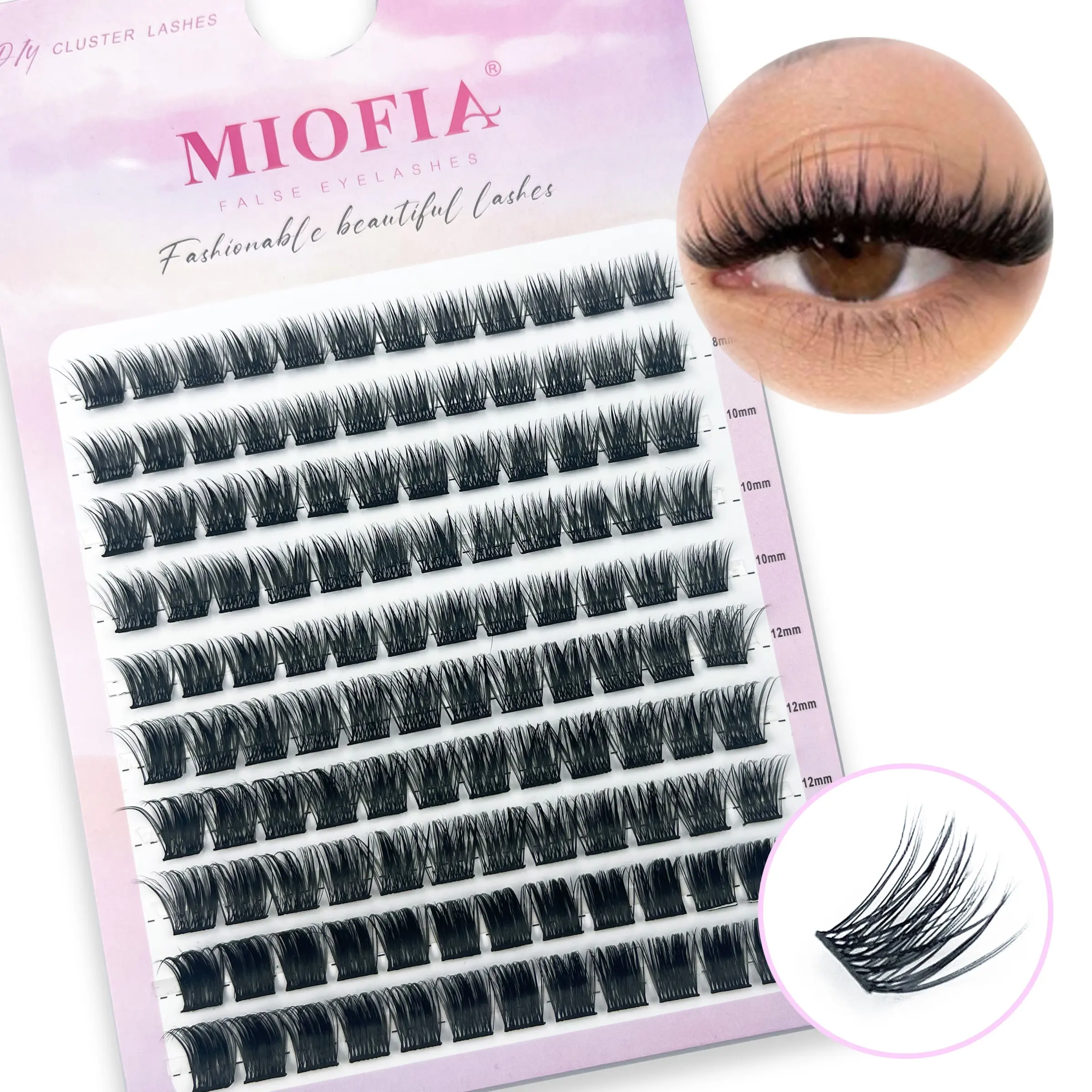 3D Individual Lashes 120 Clusters/Box 8-14mm Mixed Lengths Fluffy Natural DIY Eyelash Extensions for Daily Makeup & Salon Fluffy False Eyelashes Volume Cluster Lashes