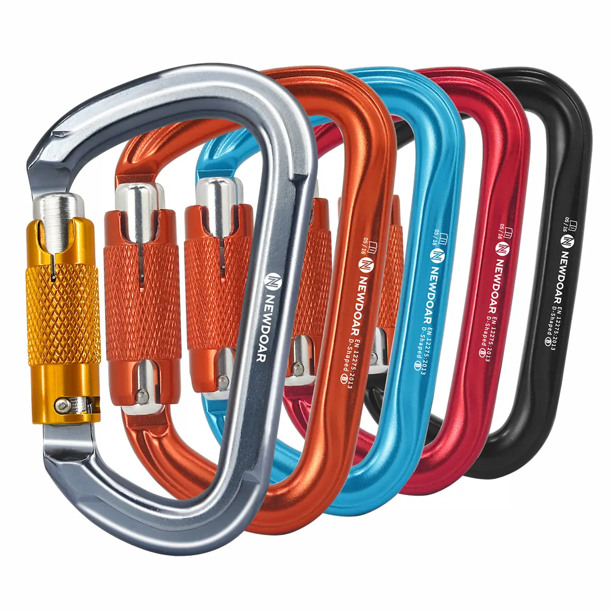 NewDoar 28KN UIAA & CE Certified Auto-Climbing D-Shaped Carabiner Clips Heavy Duty for Rappelling
