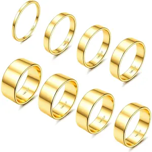 Drperfect 8counts Stainless Steel Rings Stacking Rings for Women s Statement Bands Plain Finger Ring Thumb Pointer Ring Stackable Thin Ring Set Comfort Fit Size 5 to 10